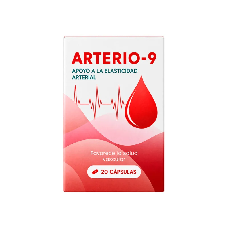 Frasco de Arterio-9, vista de cerca de la etiqueta